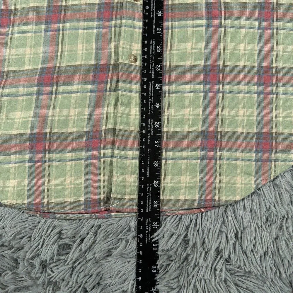 Polo Ralph Lauren Shirt Large Green Blue Button Down Plaid Classic Fit Mens